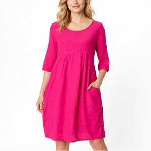 WoolOvers 100% Linen Pink Mini Dress Women’s Size 6